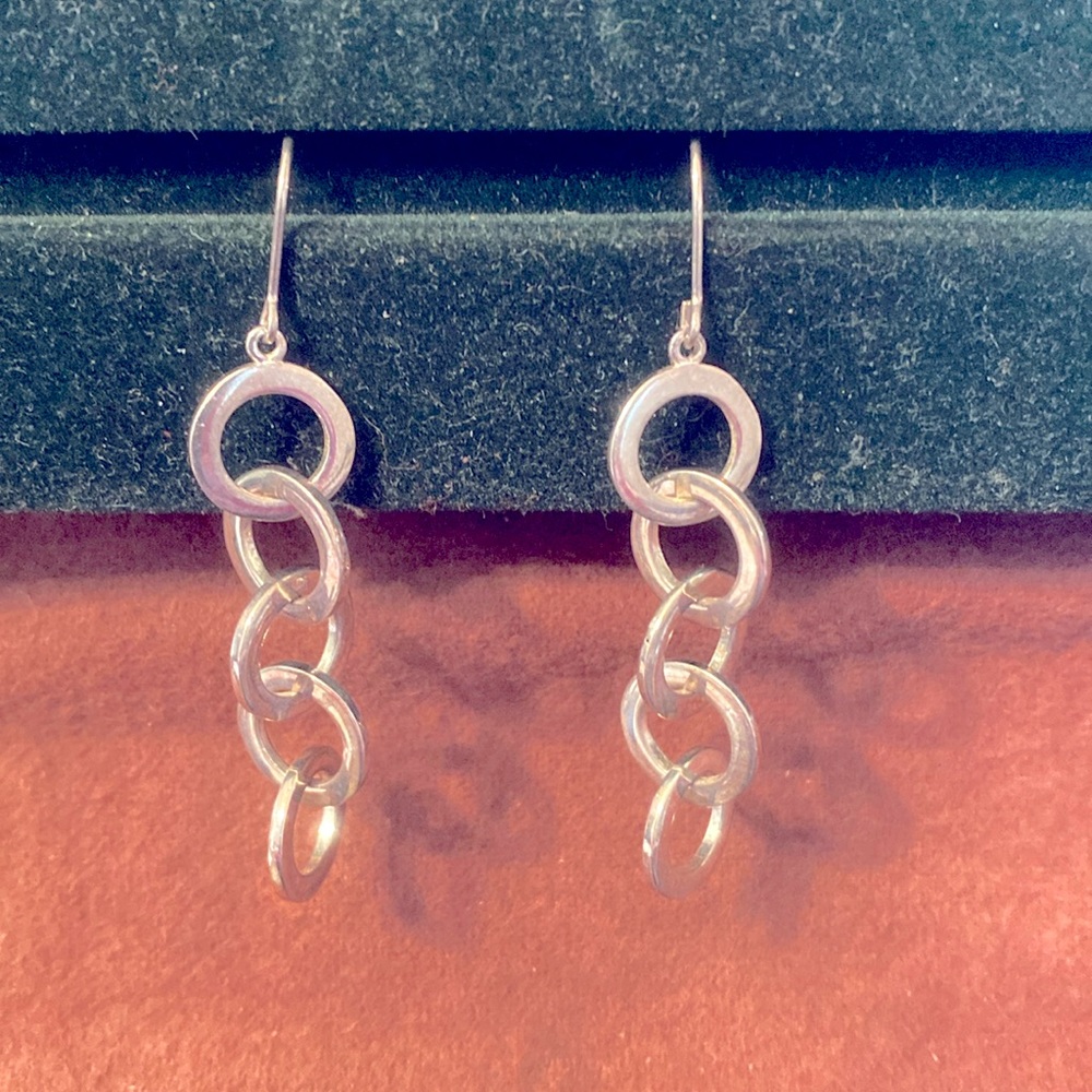 Charles Addison C^A 925 Sterling Silver Dangle Earrings 5 intertwining rings